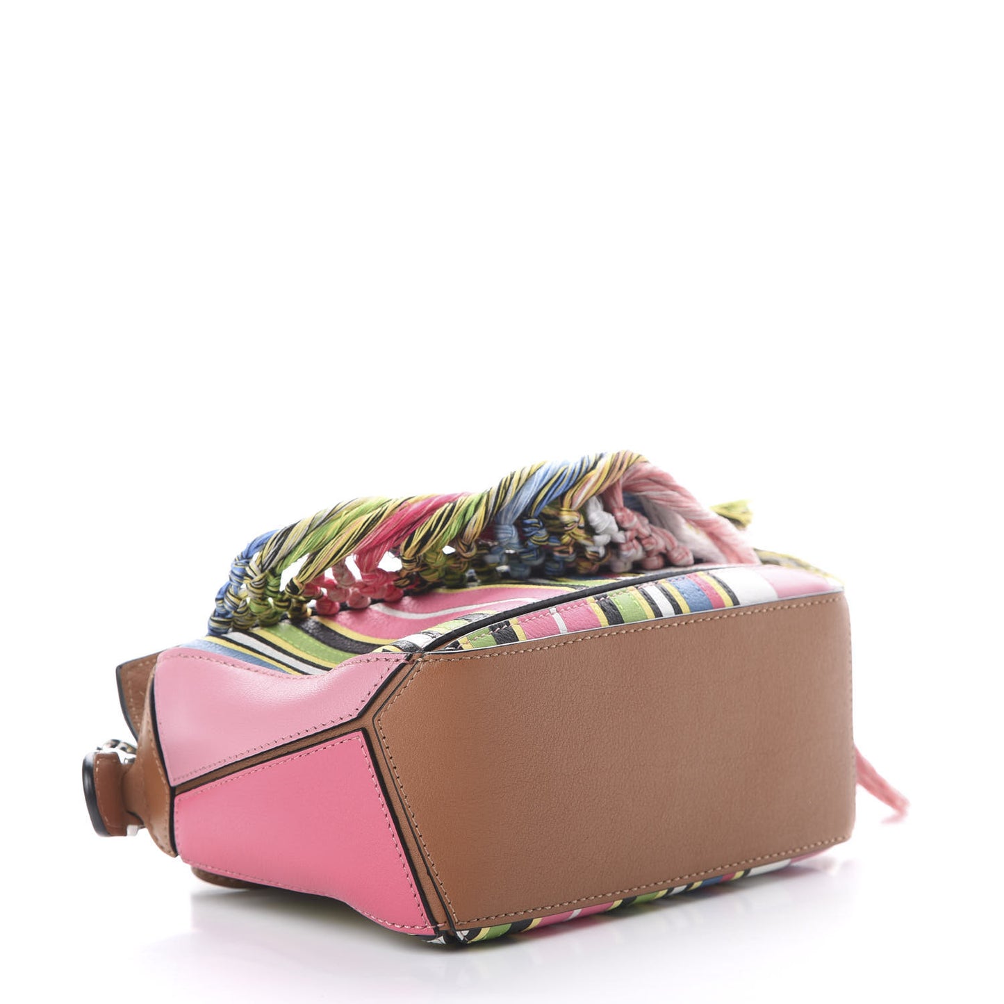 Calfskin Mini Fringe Puzzle Bag Pink Multicolor