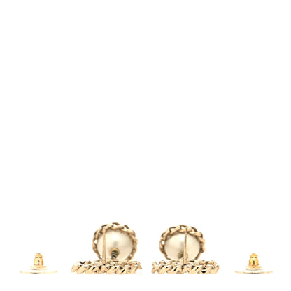 Chanel Metal Pearl CC Chain Drop Earrings Gold 3 of 4
