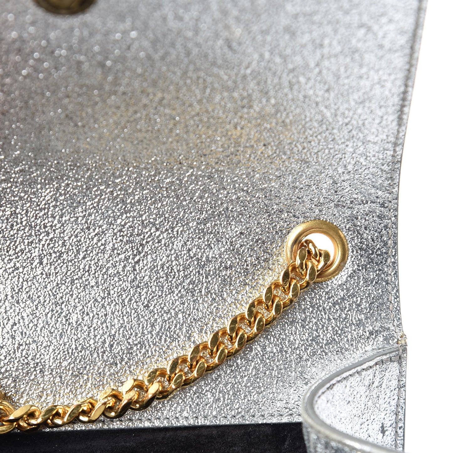 Metallic Calfskin Small Classic Monogram Kate Satchel Pale Gold