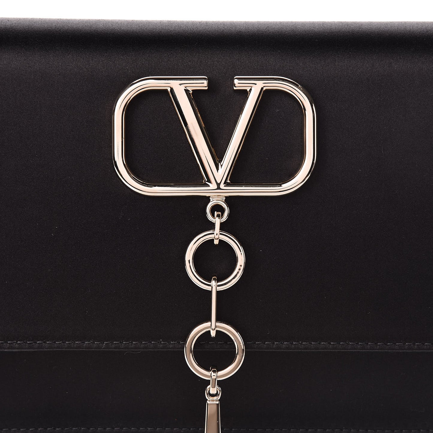 Silk Satin Small VCase Shoulder Bag Black