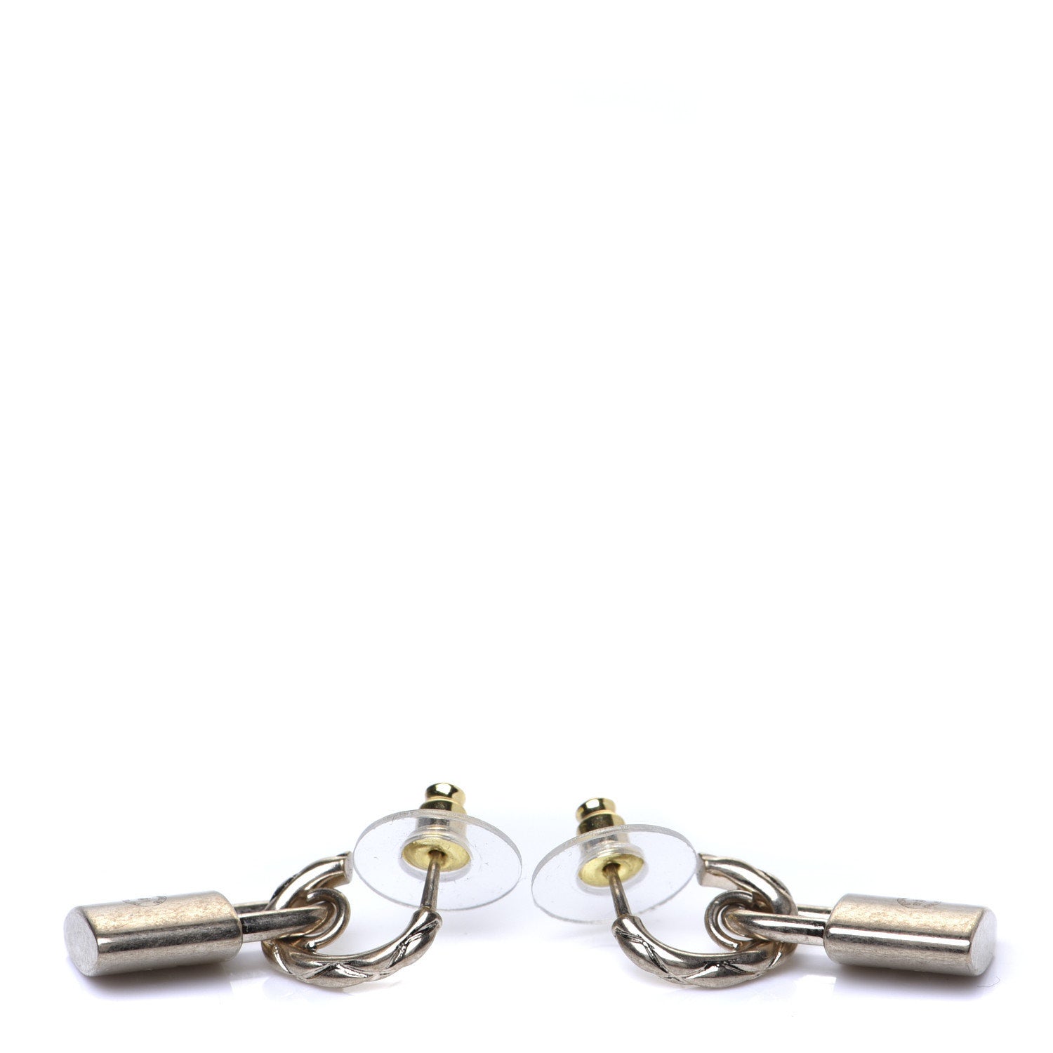 Chanel Metal Lock Drop Earrings Light Gold 4 of 6