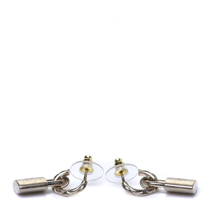Chanel Metal Lock Drop Earrings Light Gold 4 of 6