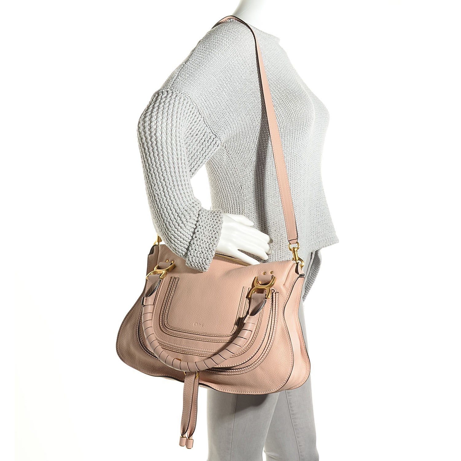 Chloe Grained Calfskin Medium Marcie Satchel Blush Nude 2 of 9