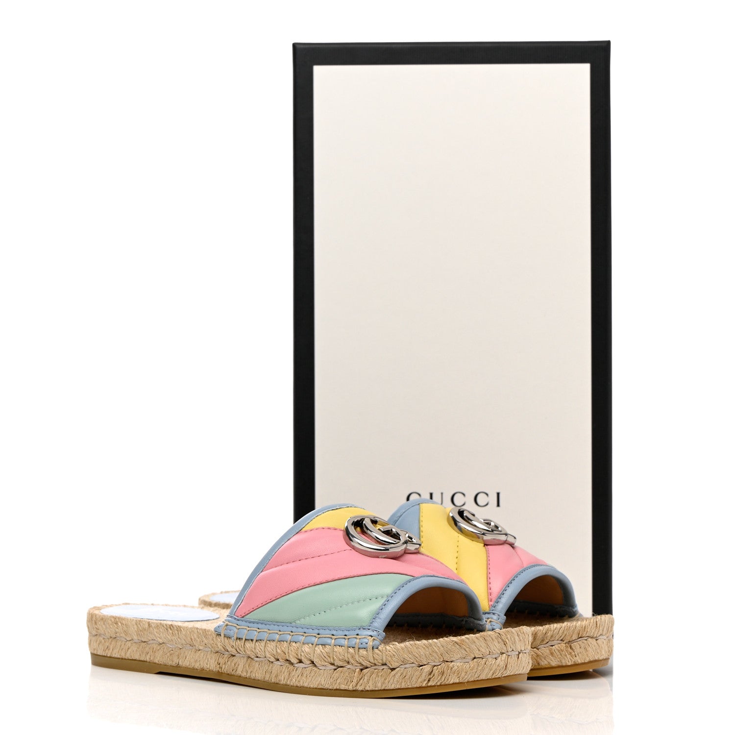 Gucci Nappa Matelasse Diagonal GG Marmont Espadrilles 36.5 Multicolor Pastel 11 of 11