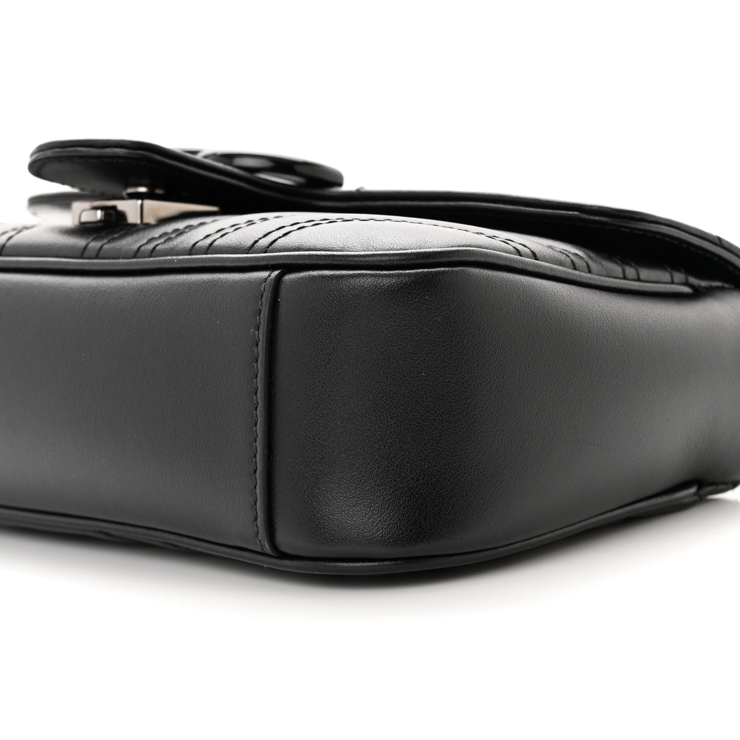 Gucci Calfskin Matelasse Monochrome Mini GG Marmont Shoulder Bag Black 10 of 12