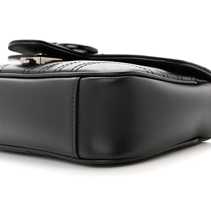 Gucci Calfskin Matelasse Monochrome Mini GG Marmont Shoulder Bag Black 10 of 12