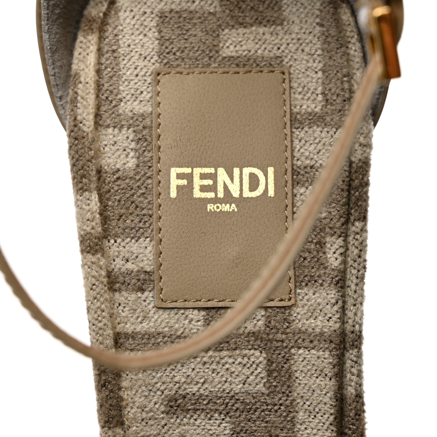 Fendi Chenille Jacquard FF Cut Baguette Ankle Strap 105mm Pumps 39.5 Tortora Nuvola 6 of 8