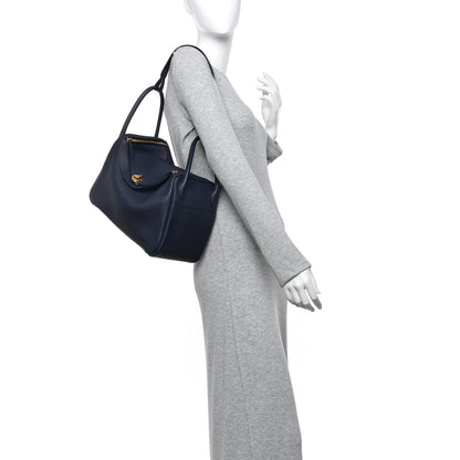 Hermes Taurillon Clemence Lindy 30 Bleu Nuit 2 of 11