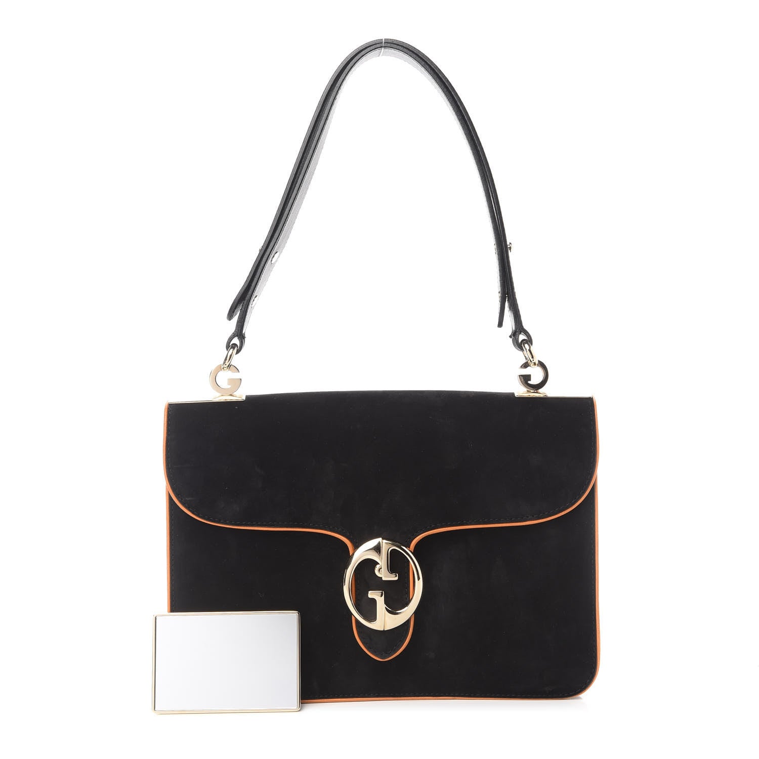 Gucci Nubuck Medium 1973 Shoulder Flap Bag Black 1 of 10