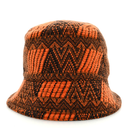 Prada Wool Cashmere Geometric Logo Womens Bucket Hat S Orange Black 3 of 9