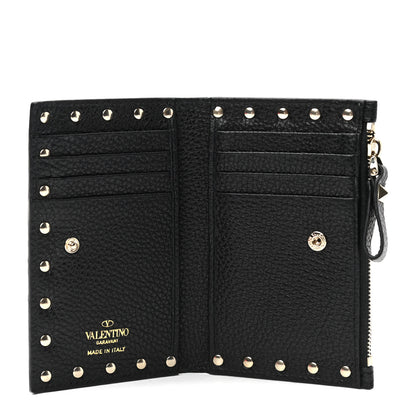 Valentino Garavani Pebbled Calfskin Rockstud Coin Case Card Holder Black 5 of 6