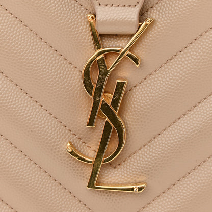 Saint Laurent Grain De Poudre Matelasse Chevron Monogram Shopping Bag Dark Beige 19 of 22