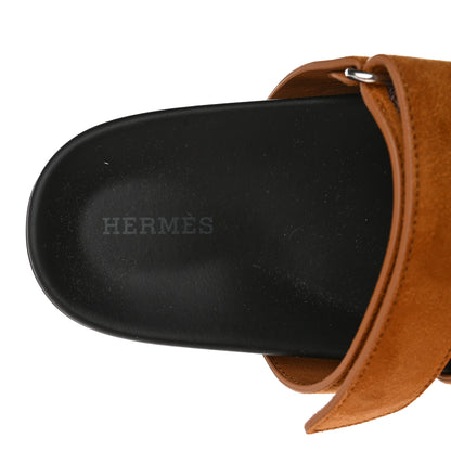 Hermes Suede Goatskin Womens Chypre Sandals 37 Naturel 8 of 10