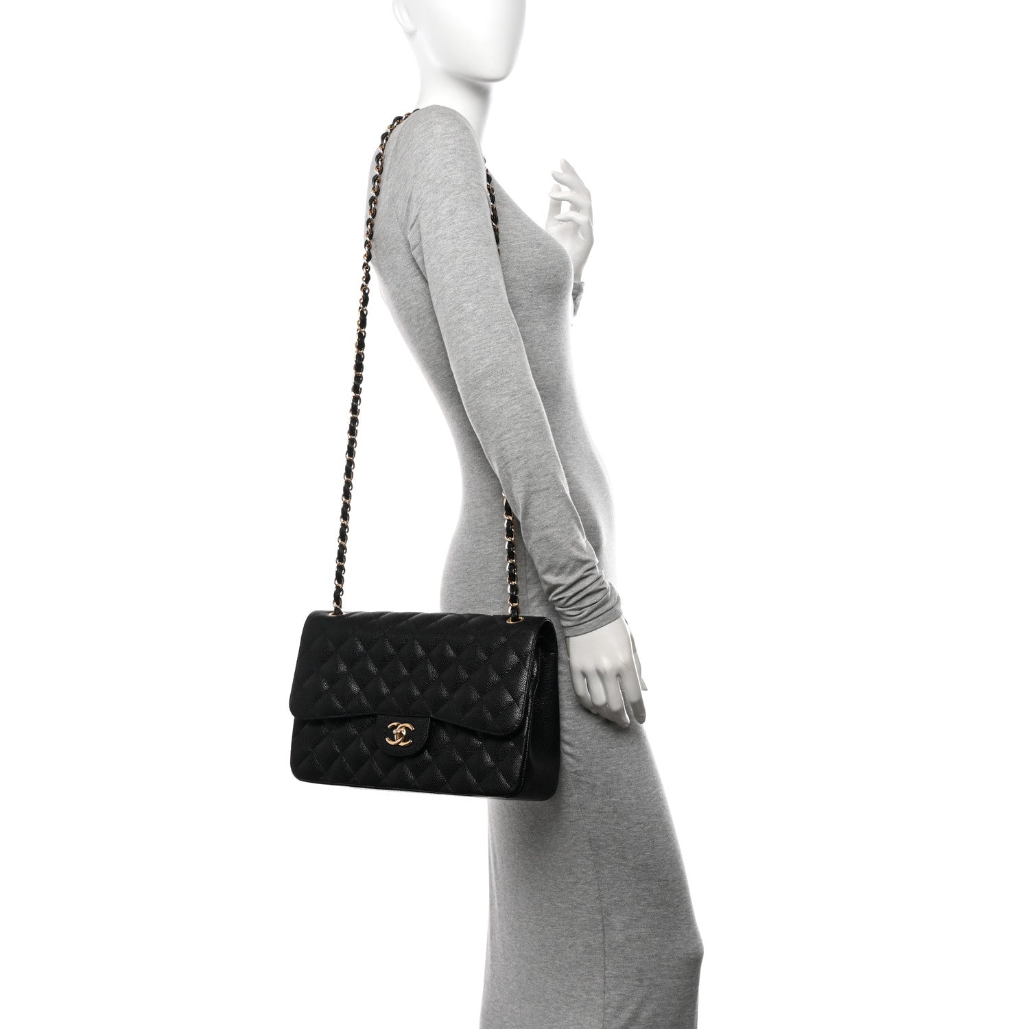 Chanel Caviar Quilted Jumbo Double Flap Black 2 of 10