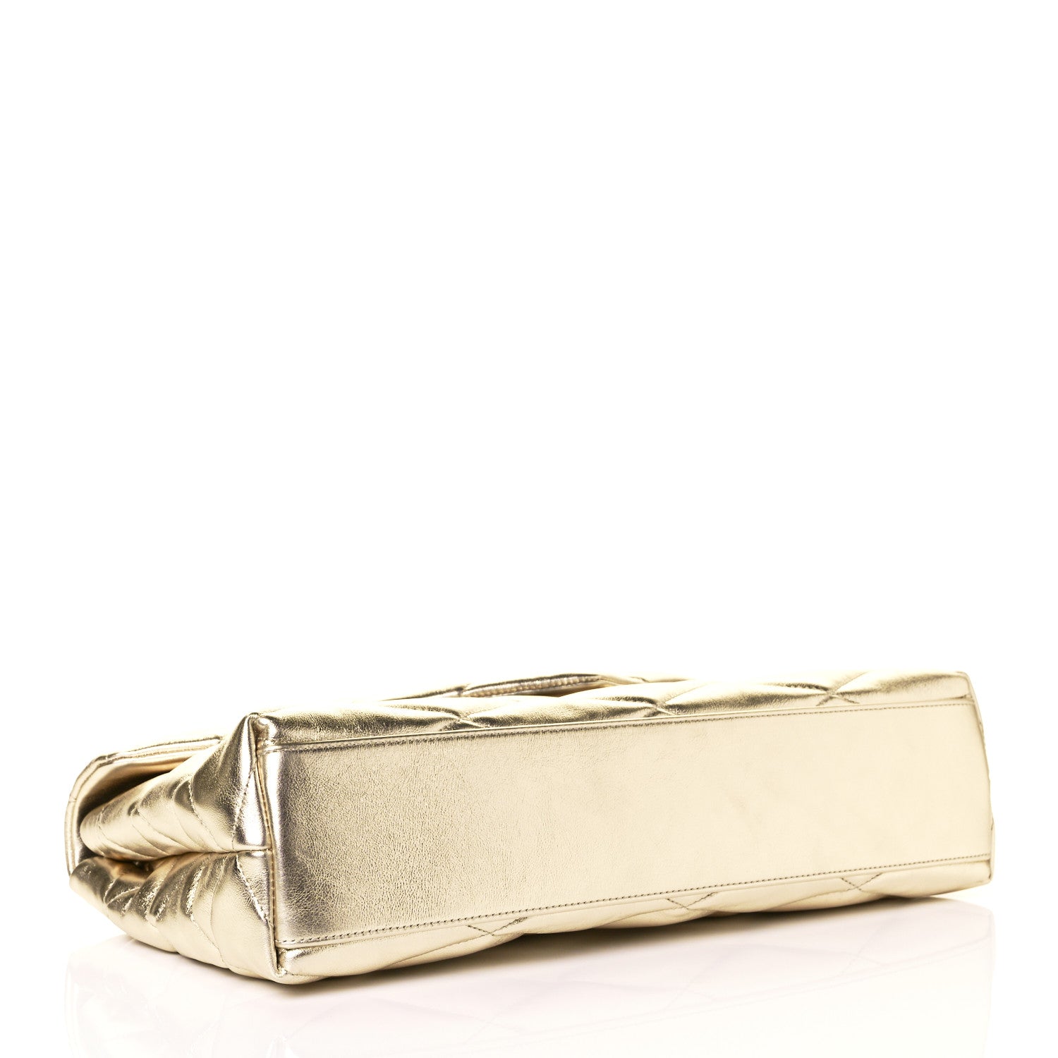 Saint Laurent Metallic Lambskin Quilted Sade Puffer Envelope Clutch Platino 4 of 10