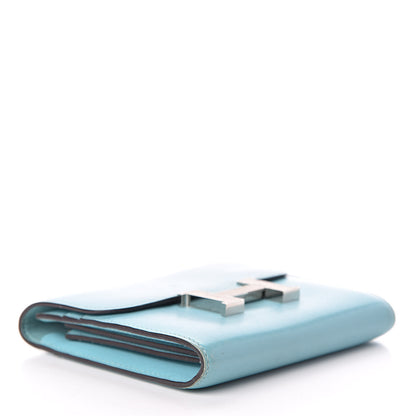 Hermes Tadelakt Lizard Constance Short Wallet Bleu Atoll Ficelle 4 of 11