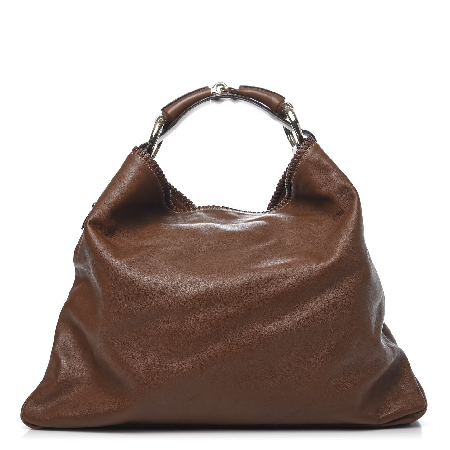 Calfskin Large Horsebit Chain Hobo Brown