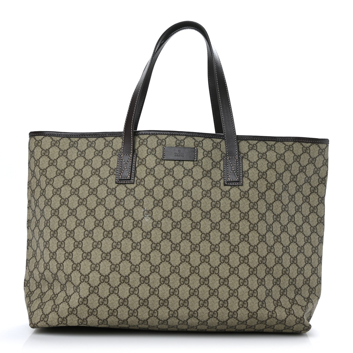 Gucci GG Supreme Monogram Large Zippered Shopping Tote Brown 1 of 9