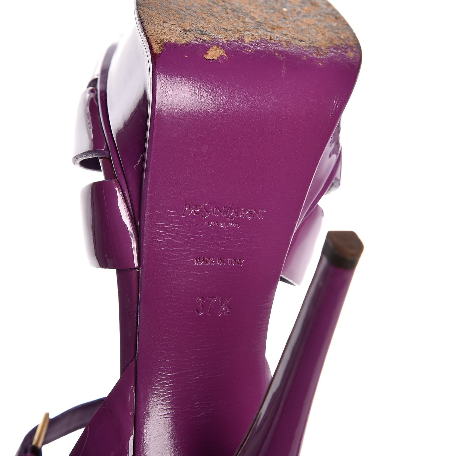 Saint Laurent Patent Tribute 105 Platform Sandals 37.5 Purple 8 of 10