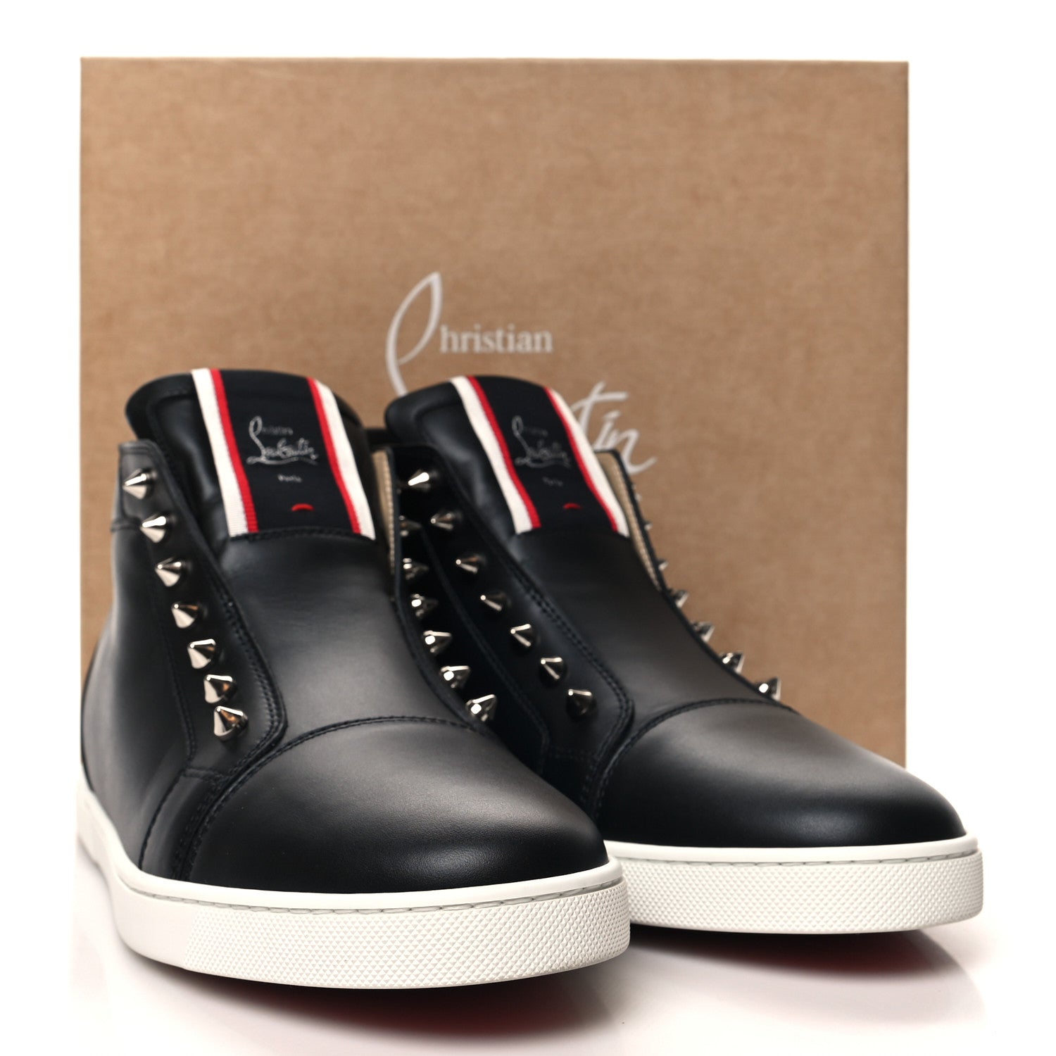 Christian Louboutin Calfskin Mens Fique A Vontade Mid Cut Sneakers 43 Black 9 of 9