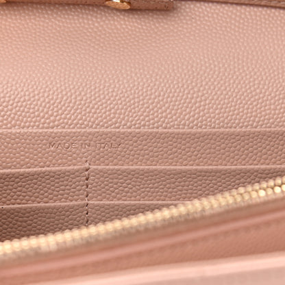 Saint Laurent Grain De Poudre Matelasse Chevron Monogram Chain Wallet Pale Pink 7 of 14