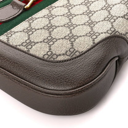 Gucci X BALENCIAGA BB Supreme Monogram Calfskin Web Small Jackie 1961 Hobo Beige Ebony 11 of 12
