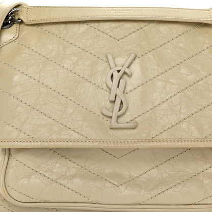 Saint Laurent Crinkled Calfskin Matelasse Monogram Medium Niki Chain Satchel Ivory 7 of 12