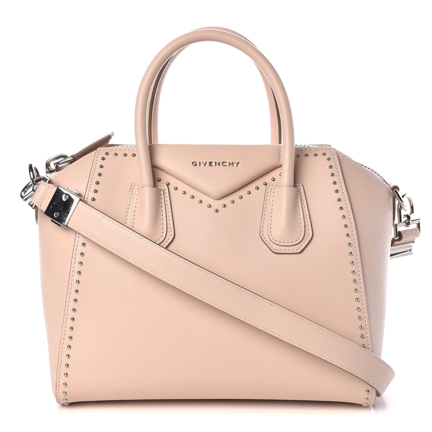 Calfskin Small Studded Antigona Beige Buff