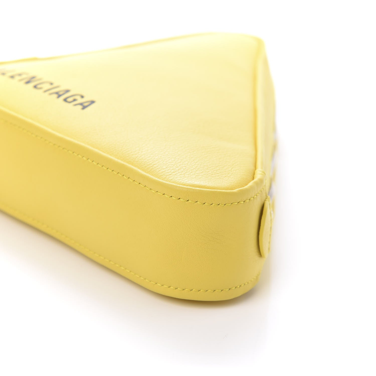 Balenciaga Shiny Day Calfskin Logo M Triangle Pouch Jaune Black 7 of 9