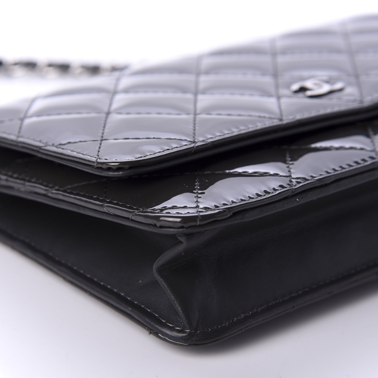 Chanel Patent Quilted Wallet On Chain WOC Black 6 of 16