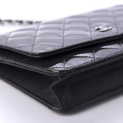 Chanel Patent Quilted Wallet On Chain WOC Black 6 of 16