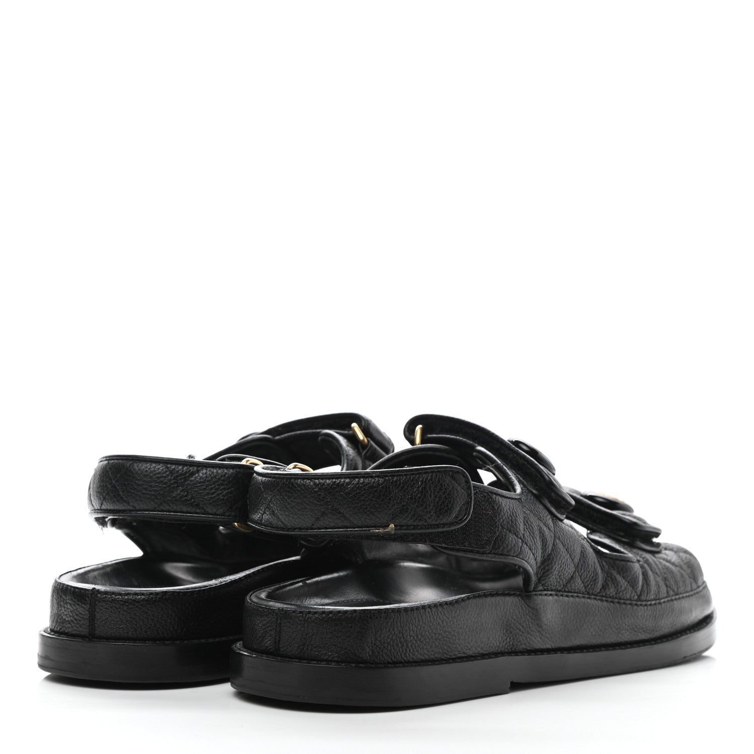 Chanel Grained Calfskin Velcro Dad Sandals 38 Black 4 of 10
