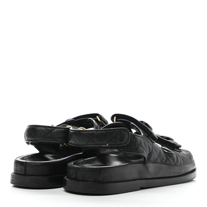 Chanel Grained Calfskin Velcro Dad Sandals 38 Black 4 of 10