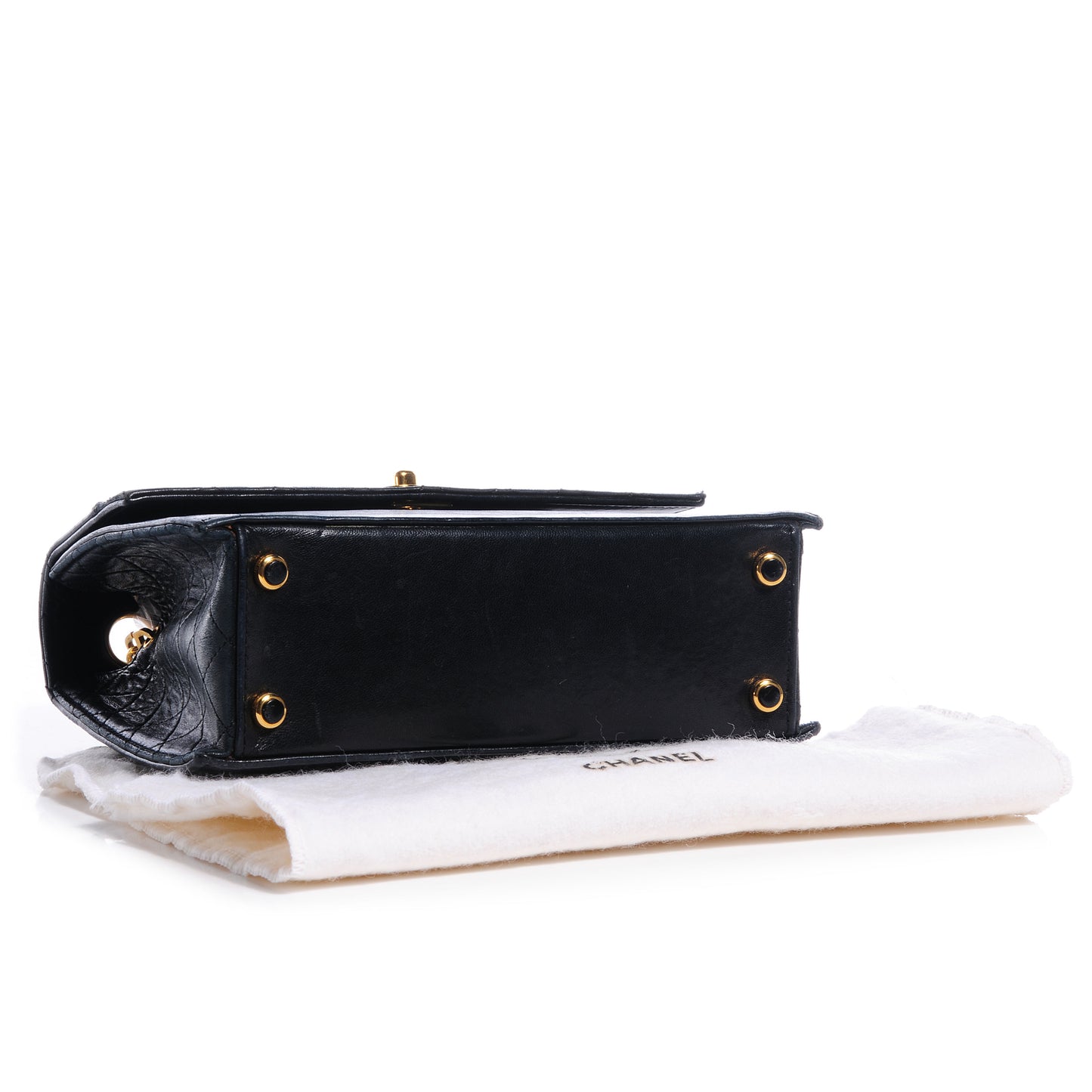 Lambskin Quilted Shoulder Flap Bag Black