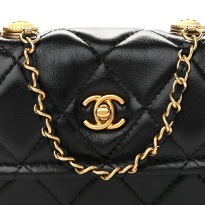 Chanel Shiny Lambskin Quilted Extra Mini Flap Black 10 of 11
