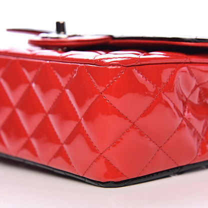Chanel Patent Calfskin Quilted Bi-Color Mini Rectangular Flap Red Black 9 of 11