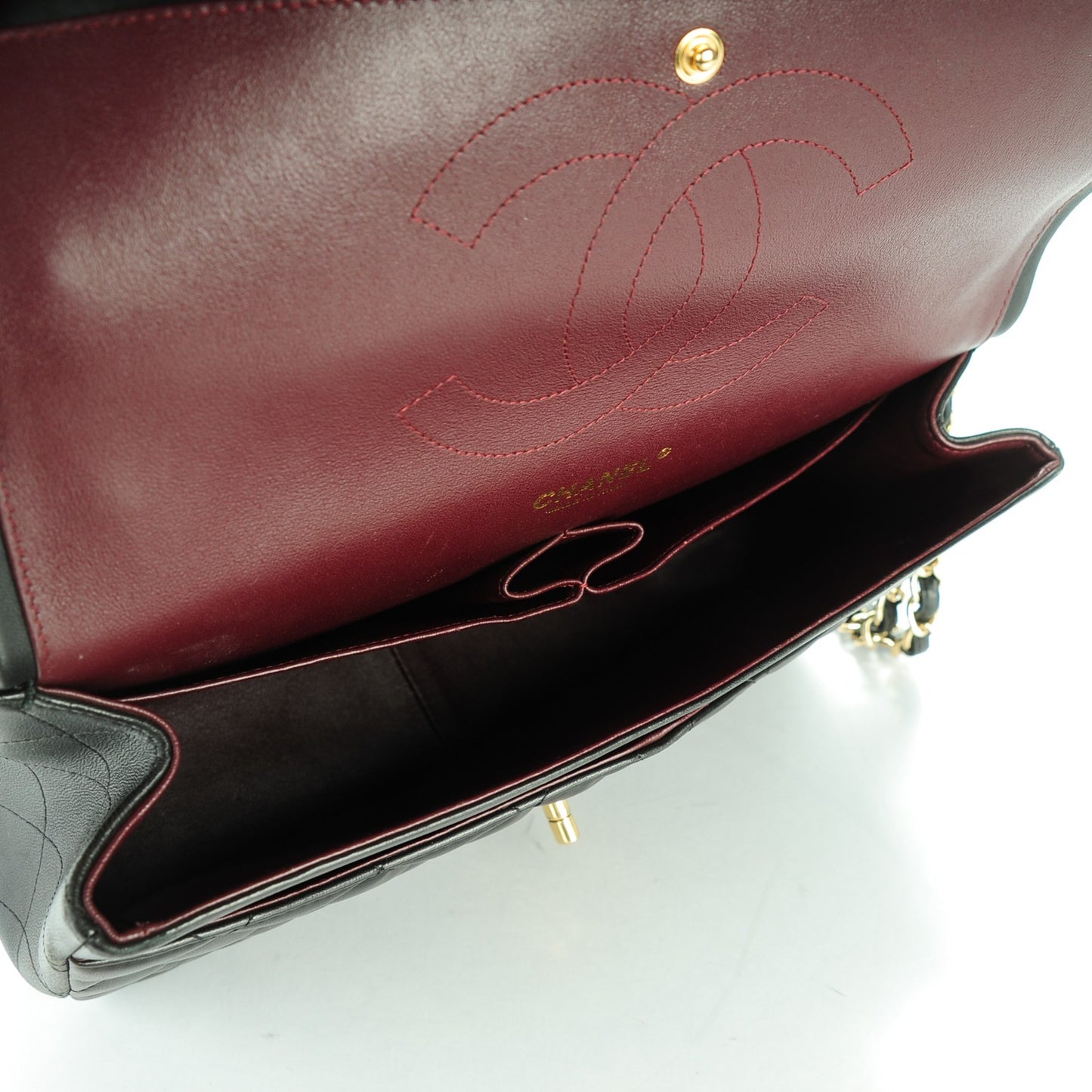 Lambskin Quilted Jumbo Double Flap Black