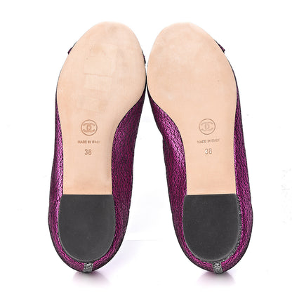 Chanel Metallic Lace Cap Toe Ballerina Flats 38 Fuchsia 5 of 9