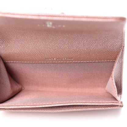 Chanel Metallic Caviar Chevron Quilted Vintage Mademoiselle Card Holder Pink 5 of 9