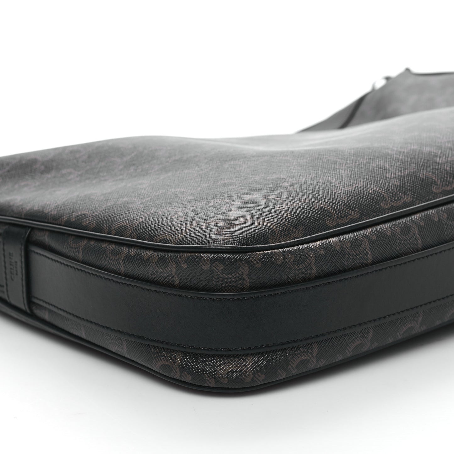 Triomphe Canvas Calfskin Large Romy Shoulder Bag Black