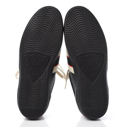 Gucci Calfskin Stripe Mens New Ace Sneakers 8 Black Ecru Red Flame 5 of 10