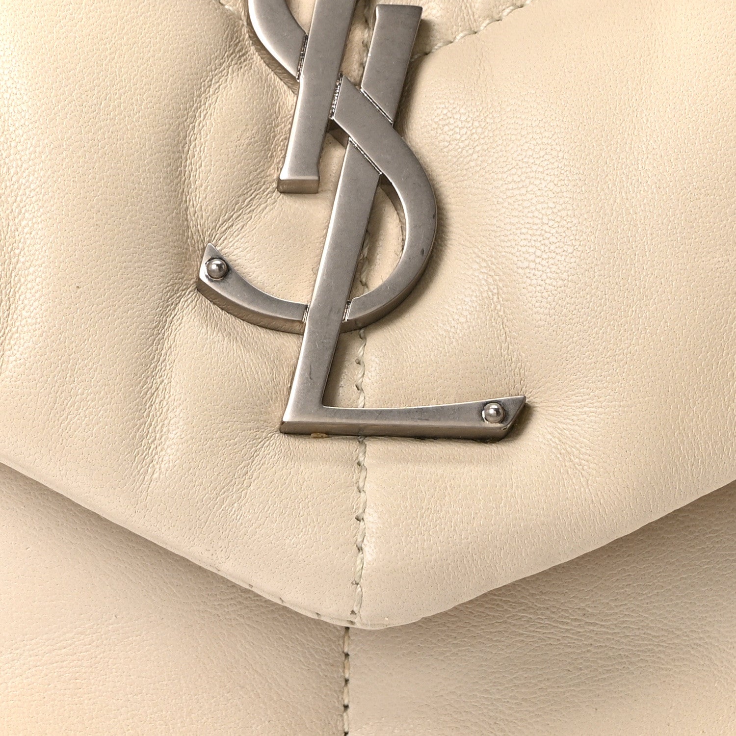 Saint Laurent Lambskin Quilted Small Loulou Puffer Monogram Chain Satchel Crema Soft 8 of 10