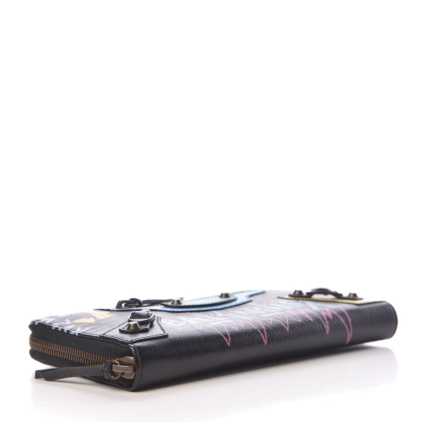 Agneau Arena Graffiti All Over Classic Hardware Continental Zip Around Wallet Black Multicolor
