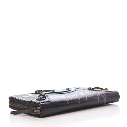 Balenciaga Agneau Arena Graffiti All Over Classic Hardware Continental Zip Around Wallet Black Multicolor 4 of 7