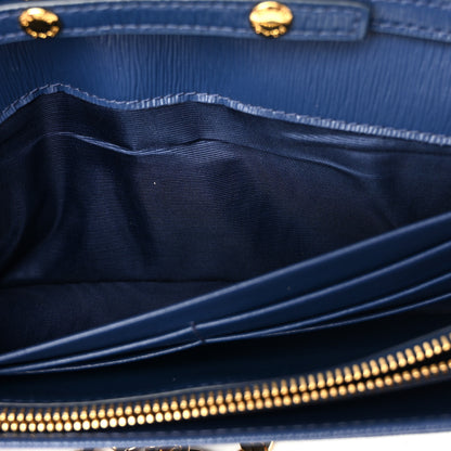 Prada Vitello Move Metal Oro Chain Wallet Bluette 6 of 11