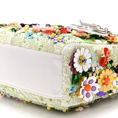 Christian Dior Satin Beaded Floral Embroidered Mini Lady Dior White Multicolor 9 of 10
