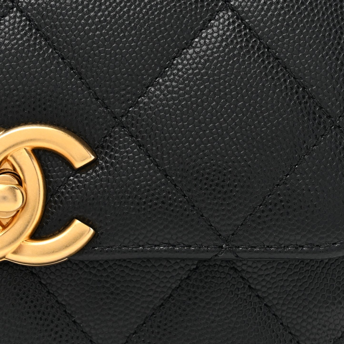Shiny Caviar Quilted Mini Square Flap Black