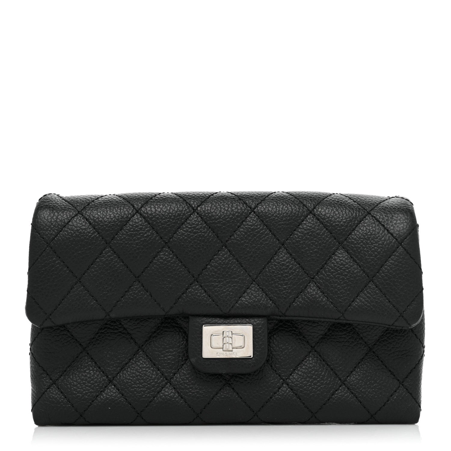 Chanel Grained Calfskin Quilted 2.55 Reissue Flap Belt Bag Clutch Black 1 of 10