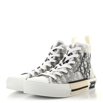 Christian Dior Technical Canvas Oblique Mens B23 High Top Sneakers 39 White Black 3 of 7