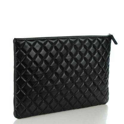 Chanel Lambskin Quilted Large Cosmetic Case Black 3 of 7